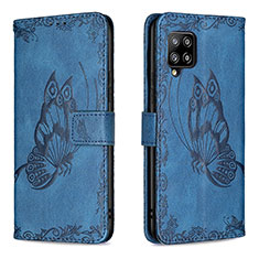 Funda de Cuero Cartera con Soporte Mariposa Carcasa B02F para Samsung Galaxy A42 5G Azul