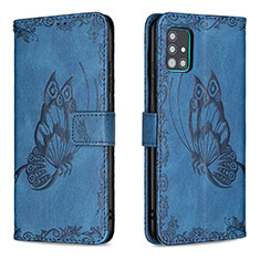 Funda de Cuero Cartera con Soporte Mariposa Carcasa B02F para Samsung Galaxy A51 4G Azul