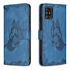 Funda de Cuero Cartera con Soporte Mariposa Carcasa B02F para Samsung Galaxy A71 5G Azul