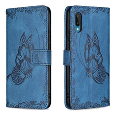 Funda de Cuero Cartera con Soporte Mariposa Carcasa B02F para Samsung Galaxy M02 Azul