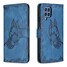 Funda de Cuero Cartera con Soporte Mariposa Carcasa B02F para Samsung Galaxy M32 4G Azul