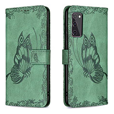 Funda de Cuero Cartera con Soporte Mariposa Carcasa B02F para Samsung Galaxy S20 FE 5G Verde