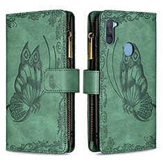 Funda de Cuero Cartera con Soporte Mariposa Carcasa B03F para Samsung Galaxy A11 Verde