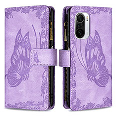 Funda de Cuero Cartera con Soporte Mariposa Carcasa B03F para Xiaomi Mi 11X Pro 5G Purpura Claro