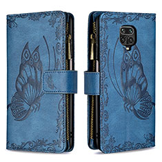 Funda de Cuero Cartera con Soporte Mariposa Carcasa B03F para Xiaomi Redmi Note 9 Pro Azul