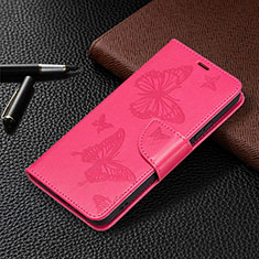 Funda de Cuero Cartera con Soporte Mariposa Carcasa B13F para Samsung Galaxy S21 5G Rosa Roja