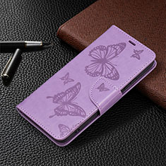 Funda de Cuero Cartera con Soporte Mariposa Carcasa B13F para Samsung Galaxy S21 FE 5G Purpura Claro