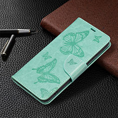 Funda de Cuero Cartera con Soporte Mariposa Carcasa B13F para Samsung Galaxy S21 FE 5G Verde