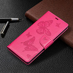 Funda de Cuero Cartera con Soporte Mariposa Carcasa B13F para Samsung Galaxy S22 Ultra 5G Rosa Roja