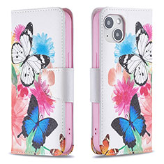 Funda de Cuero Cartera con Soporte Mariposa Carcasa L01 para Apple iPhone 14 Plus Rosa