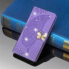 Funda de Cuero Cartera con Soporte Mariposa Carcasa L01 para Xiaomi Mi 11 5G Purpura Claro