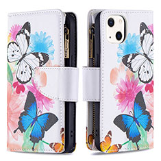 Funda de Cuero Cartera con Soporte Mariposa Carcasa L03 para Apple iPhone 14 Plus Rosa