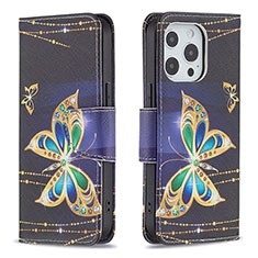 Funda de Cuero Cartera con Soporte Mariposa Carcasa L07 para Apple iPhone 15 Pro Max Multicolor