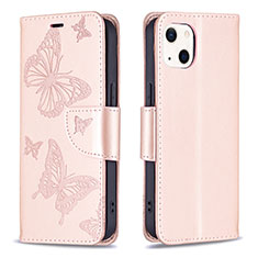 Funda de Cuero Cartera con Soporte Mariposa Carcasa L09 para Apple iPhone 13 Mini Rosa