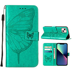 Funda de Cuero Cartera con Soporte Mariposa Carcasa L10 para Apple iPhone 13 Mini Verde