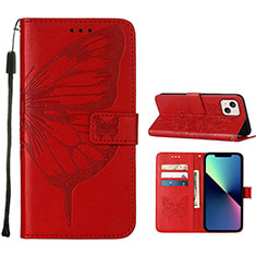 Funda de Cuero Cartera con Soporte Mariposa Carcasa L10 para Apple iPhone 13 Rojo