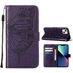 Funda de Cuero Cartera con Soporte Mariposa Carcasa L10 para Apple iPhone 14 Morado