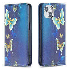 Funda de Cuero Cartera con Soporte Mariposa Carcasa para Apple iPhone 13 Azul