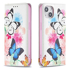 Funda de Cuero Cartera con Soporte Mariposa Carcasa para Apple iPhone 13 Rosa