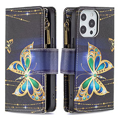 Funda de Cuero Cartera con Soporte Mariposa Carcasa para Apple iPhone 14 Pro Max Multicolor