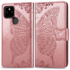 Funda de Cuero Cartera con Soporte Mariposa Carcasa para Google Pixel 4a 5G Oro Rosa