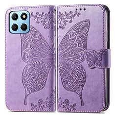 Funda de Cuero Cartera con Soporte Mariposa Carcasa para Huawei Honor X6S Purpura Claro