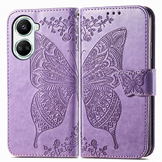 Funda de Cuero Cartera con Soporte Mariposa Carcasa para Huawei Nova 10 SE Purpura Claro