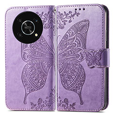 Funda de Cuero Cartera con Soporte Mariposa Carcasa para Huawei Nova Y90 Purpura Claro