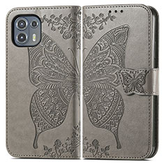 Funda de Cuero Cartera con Soporte Mariposa Carcasa para Motorola Moto Edge 20 Lite 5G Gris