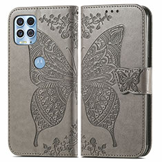 Funda de Cuero Cartera con Soporte Mariposa Carcasa para Motorola Moto Edge S 5G Gris