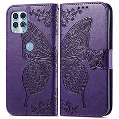 Funda de Cuero Cartera con Soporte Mariposa Carcasa para Motorola Moto Edge S 5G Morado