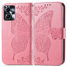 Funda de Cuero Cartera con Soporte Mariposa Carcasa para Motorola Moto G13 Rosa Roja