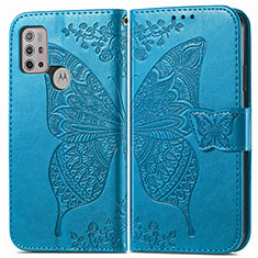 Funda de Cuero Cartera con Soporte Mariposa Carcasa para Motorola Moto G20 Azul