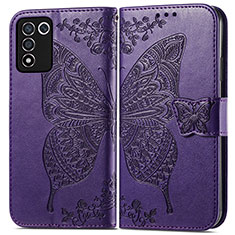 Funda de Cuero Cartera con Soporte Mariposa Carcasa para Oppo K9S 5G Morado