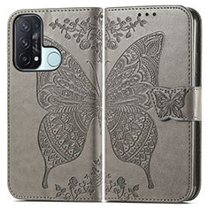 Funda de Cuero Cartera con Soporte Mariposa Carcasa para Oppo Reno5 A Gris