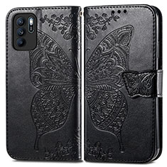 Funda de Cuero Cartera con Soporte Mariposa Carcasa para Oppo Reno6 Z 5G Negro