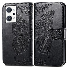 Funda de Cuero Cartera con Soporte Mariposa Carcasa para Oppo Reno7 A Negro