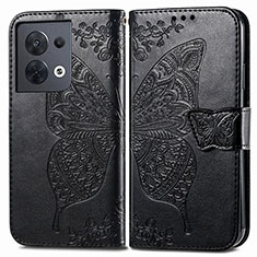 Funda de Cuero Cartera con Soporte Mariposa Carcasa para Oppo Reno9 5G Negro