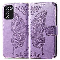 Funda de Cuero Cartera con Soporte Mariposa Carcasa para Realme 9 SE 5G Purpura Claro