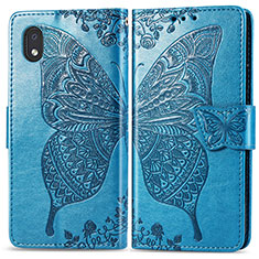 Funda de Cuero Cartera con Soporte Mariposa Carcasa para Samsung Galaxy A01 Core Azul