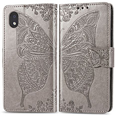 Funda de Cuero Cartera con Soporte Mariposa Carcasa para Samsung Galaxy A01 Core Gris