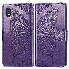 Funda de Cuero Cartera con Soporte Mariposa Carcasa para Samsung Galaxy A01 Core Morado