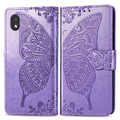 Funda de Cuero Cartera con Soporte Mariposa Carcasa para Samsung Galaxy A01 Core Purpura Claro