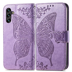 Funda de Cuero Cartera con Soporte Mariposa Carcasa para Samsung Galaxy A04s Purpura Claro