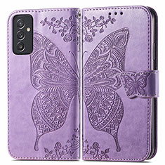 Funda de Cuero Cartera con Soporte Mariposa Carcasa para Samsung Galaxy A05s Purpura Claro