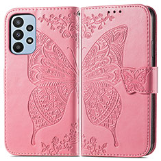 Funda de Cuero Cartera con Soporte Mariposa Carcasa para Samsung Galaxy A23 5G Rosa Roja