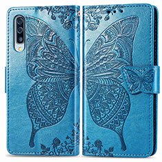 Funda de Cuero Cartera con Soporte Mariposa Carcasa para Samsung Galaxy A30S Azul