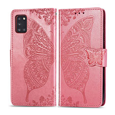Funda de Cuero Cartera con Soporte Mariposa Carcasa para Samsung Galaxy A31 Rosa Roja