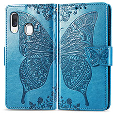 Funda de Cuero Cartera con Soporte Mariposa Carcasa para Samsung Galaxy A40 Azul
