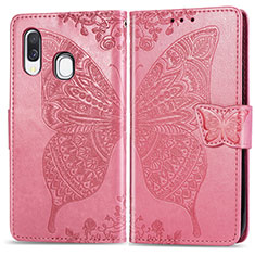 Funda de Cuero Cartera con Soporte Mariposa Carcasa para Samsung Galaxy A40 Rosa Roja